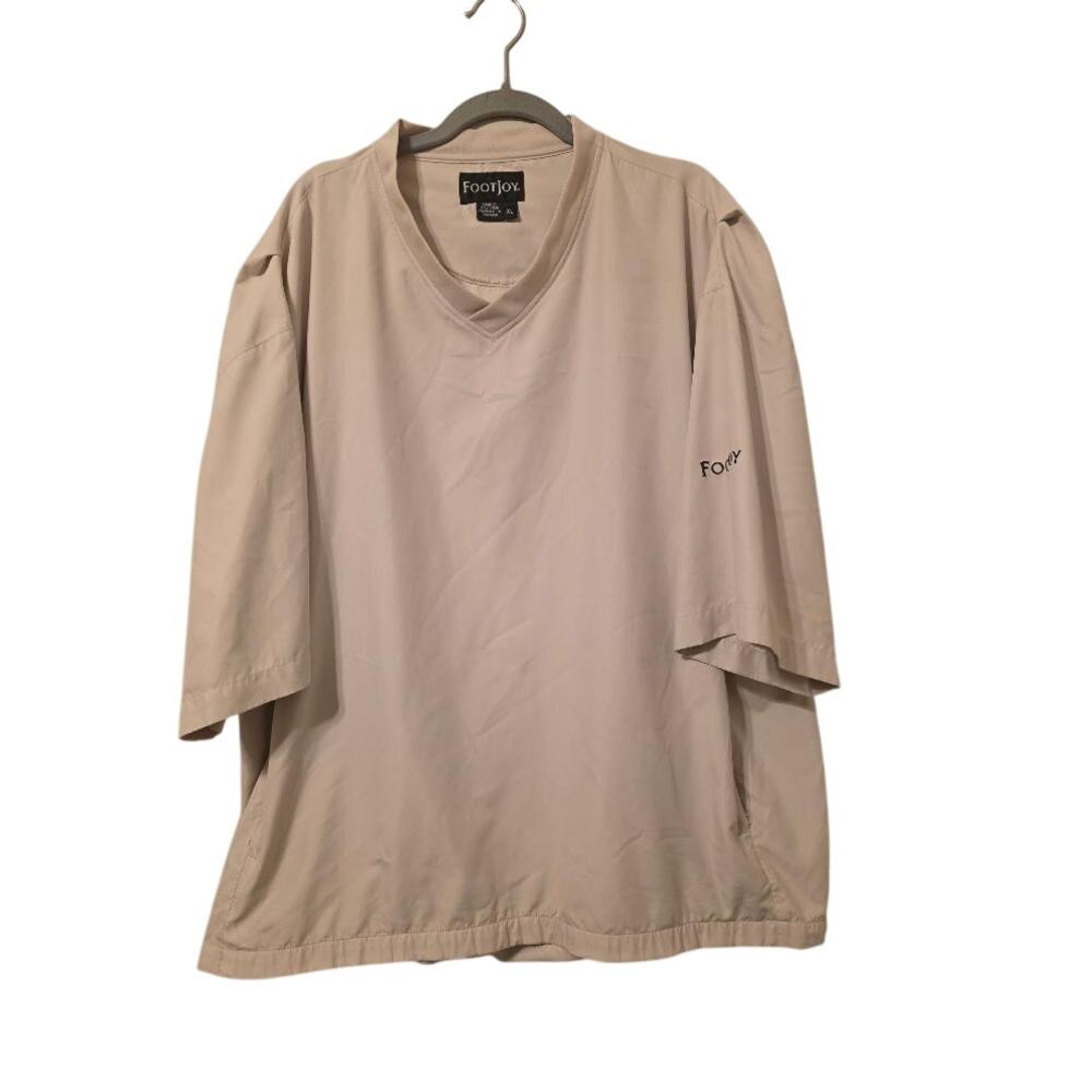 FootJoy Mens XL Golf Wind Shirt Beige Short Sleeve Pullover FJ